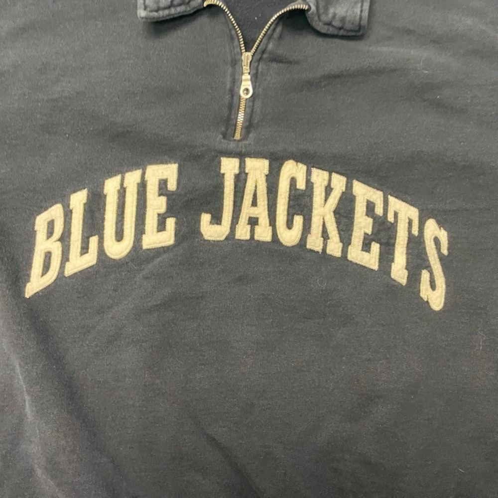Vintage‎ Roots Columbus Blue Jackets Quarter Zip Sweatshirt Large Navy Blue NHL - Picture 3 of 11